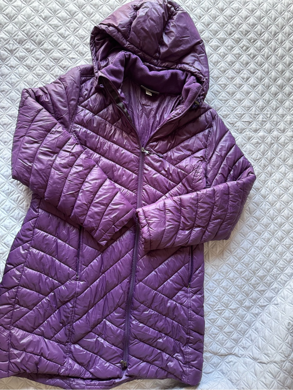 Tek Gear Quilted Hooded Puffer Coat in Purple